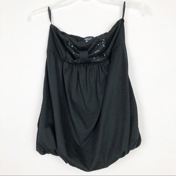 Vintage Wet Seal Womens Top S Bubble Hem Sequin Strapless Fairygoth Whimsigoth - Picture 1 of 5